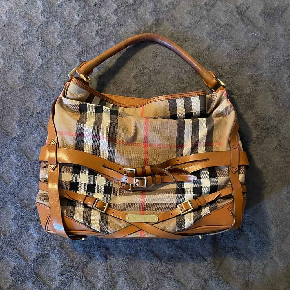 Authentic Burberry Bridal House Check Hobo Bag